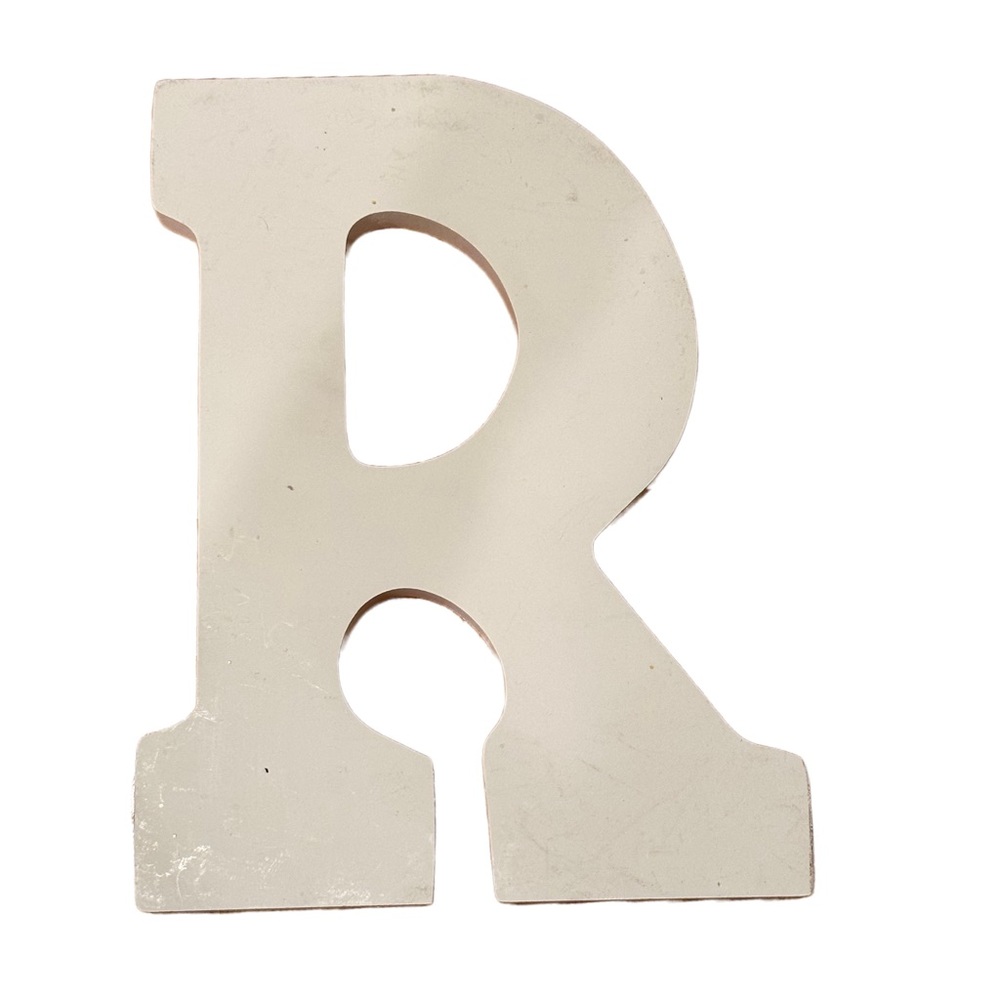 White wood Letter R for crafts 9 x 7 inches